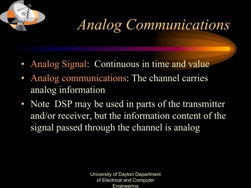 ECE 401 Communication Systems - University of Dayton : Homepages