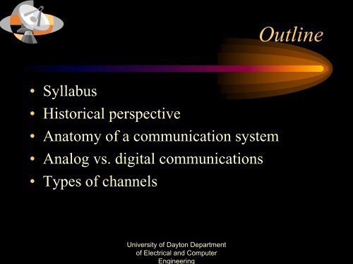 ECE 401 Communication Systems - University of Dayton : Homepages