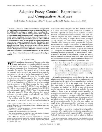 Adaptive Fuzzy Control: Experiments And Comparative Analyses ...
