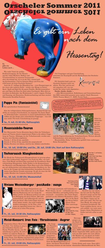 2011 Orscheler Sommer - Flyer - Kunstgriff eV