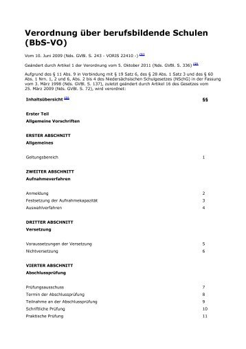 Verordnung über berufsbildende Schulen (BbS-VO) - Kursnet