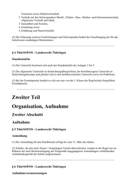 Thüringer Schulordnung für die Fachoberschule ... - Kursnet