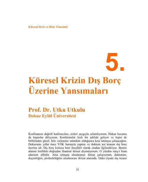 Küresel Kriz ve Risk Yönetimi: Yanılgılar ve Gerçekler