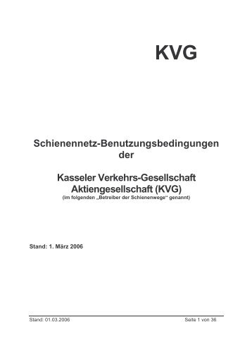 Schienennetz-Benutzungsbedingungen der Kasseler ... - KVG