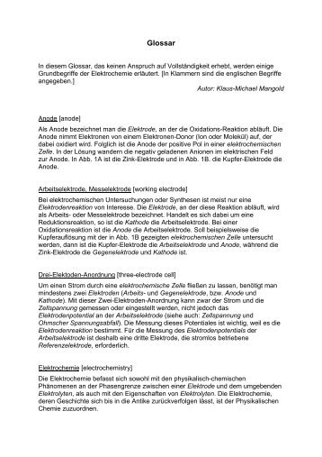 Studententext-Grundbegriffe der Elektrochemie