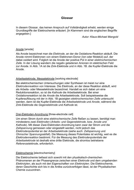 Studententext-Grundbegriffe der Elektrochemie