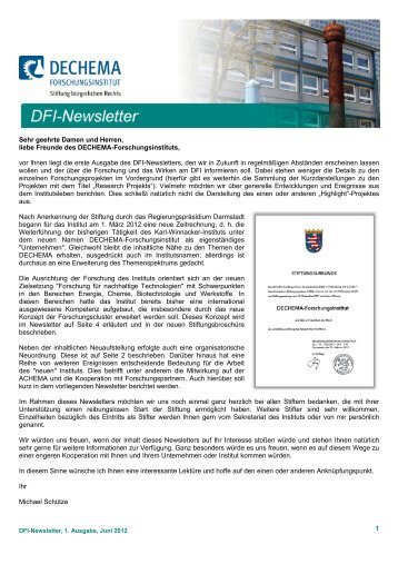 DFI-Newsletter_1_2012 - Dechema Forschungsinstitut