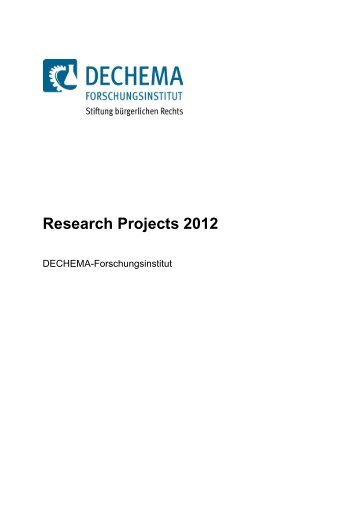 Brochure DFI Research Projects - Dechema Forschungsinstitut