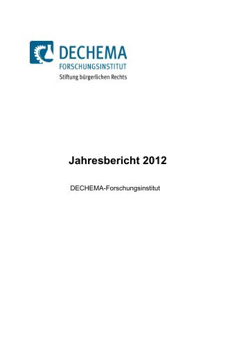 DFI_Jahresbericht_2012 - Dechema Forschungsinstitut