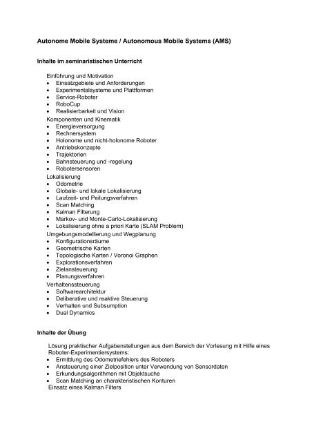 Autonome mobile Systeme (AMS)