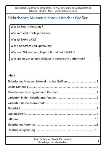 Elektrisches Messen nichtelektrischer Größen - Beuth Hochschule ...