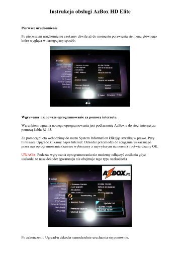 Pierwsze uruchomienie AzBox HD Elite