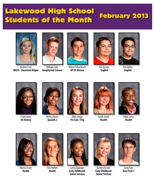 Students of the Month - Lakewood City Schools