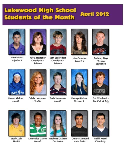 Students of the Month - Lakewood City Schools