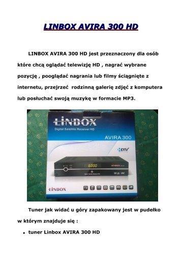 LINBOX AVIRA 300 HD