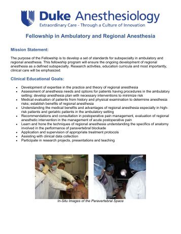 Duke University Medical Center Department of Anesthesiology ...