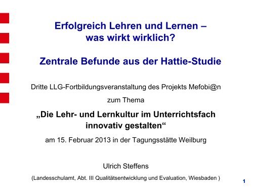 was wirkt wirklich? Zentrale Befunde der Hattie-Studie