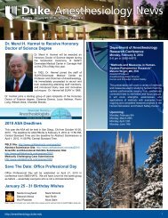 News - Department of Anesthesiology - Duke University