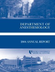 2004 Annual Report - Department of Anesthesiology - Duke University