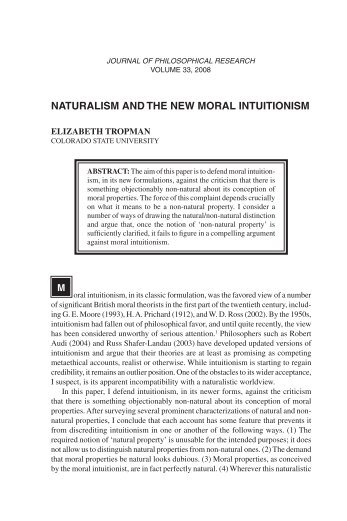 naturalism and the new moral intuitionism - Lamar at Colorado State ...