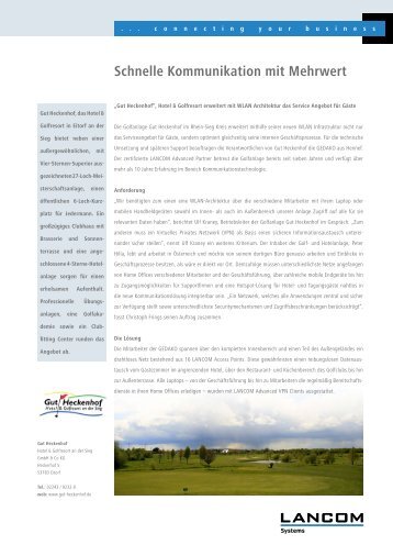 Gut Heckenhof - Hotel und Golfressort - LANCOM Systems GmbH