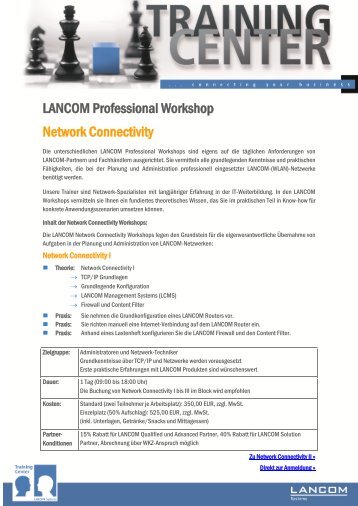 Inhaltsbeschreibung der Workshops Network Connectivity I, II und III
