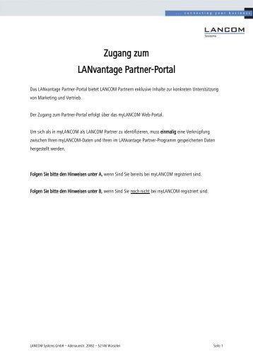 Zugang zum LANvantage Partner-Portal - LANCOM Systems GmbH