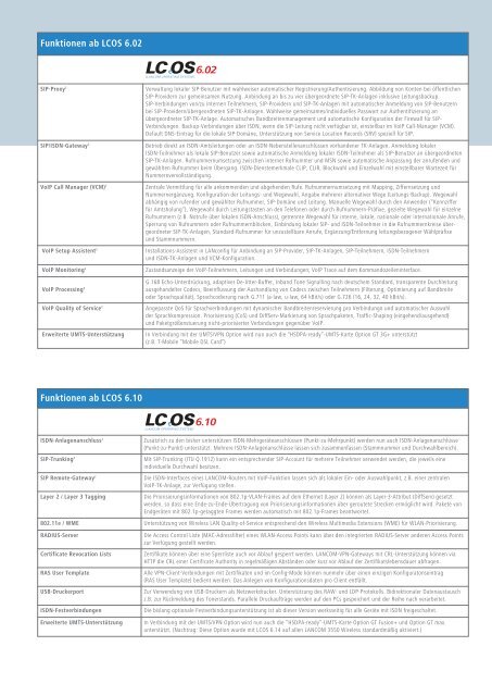 Datenblatt LCOS 8.6 - LANCOM Systems GmbH