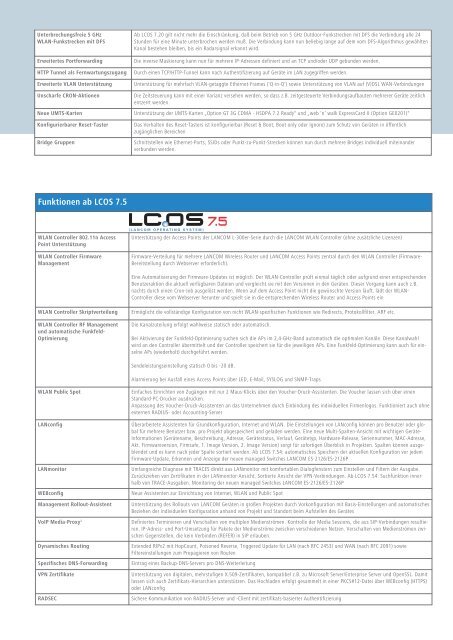 LCOS 8.80 Datenblatt - LANCOM Systems GmbH