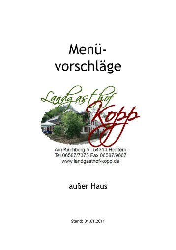 Menü- vorschläge - Landgasthof Kopp