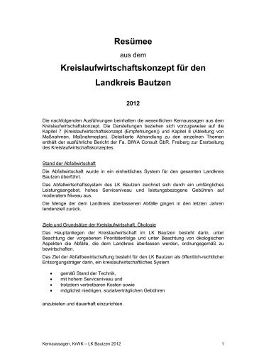 Resümee Kreislaufwirtschaftskonzept für den Landkreis Bautzen