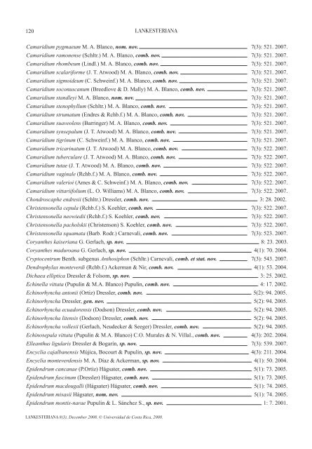 VOL. 8, No. 3 - Lankesteriana - Universidad de Costa Rica