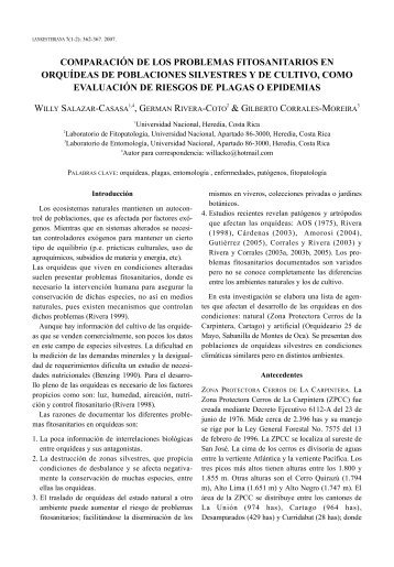 Comparación de problemas fitosanitarios en Orquídeas