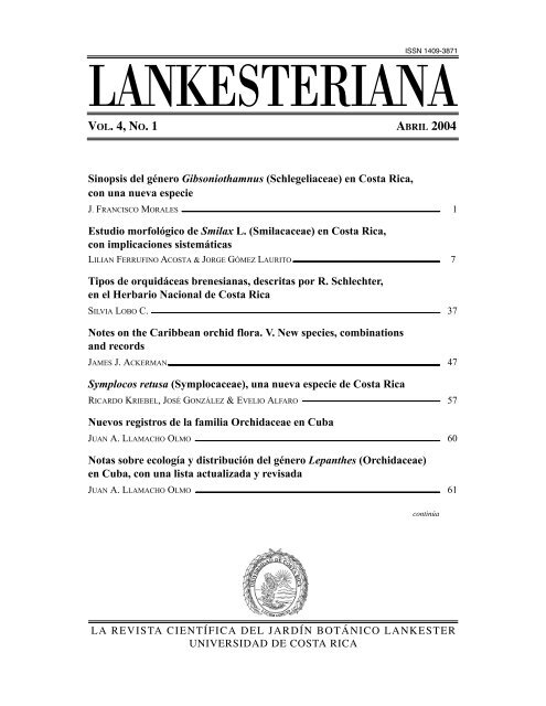 lankesteriana 1 - Index of - Universidad de Costa Rica