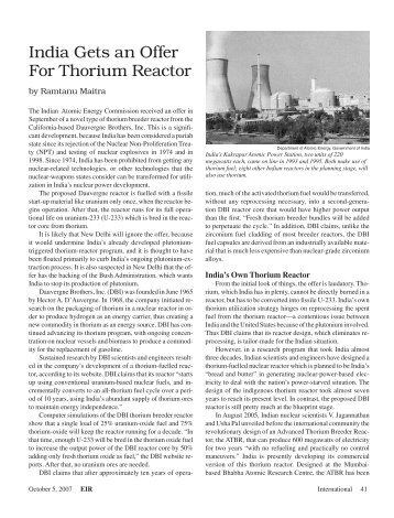 India Gets an Offer For Thorium Reactor