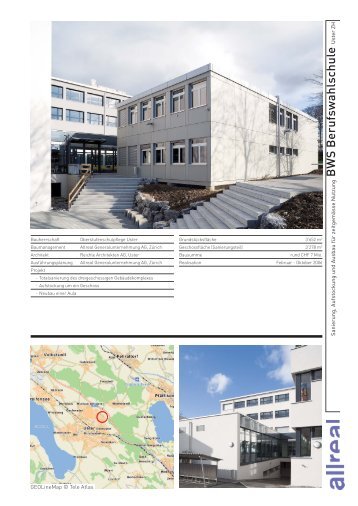 Projektdatenblatt BWS Berufswahlschule, Uster ZH - Allreal Holding ...