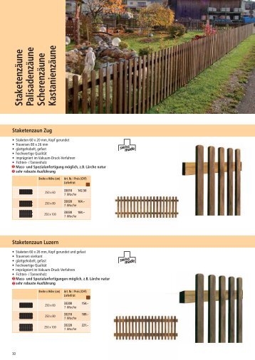 Zäune in Holz, Metall und Kunststoff / Zubehör ... - Larus.ch