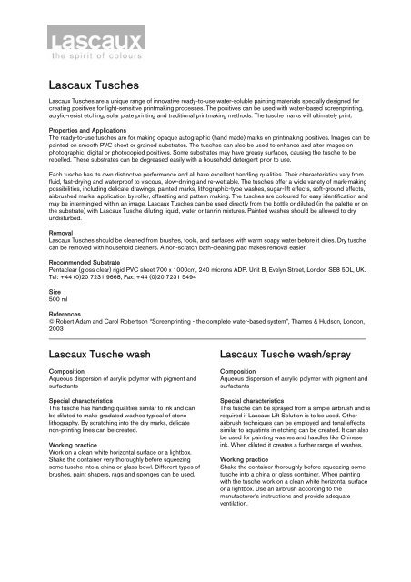 Lascaux Tusches - Lascaux Colours & Restauro