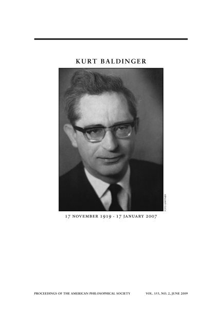 KURT BALDINGER American Philosophical Society