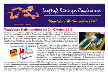 Magdeburg Halbmarathon 2010 - Lauftreff Rüninger Roadrunner