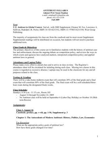 ANTITRUST SYLLABUS - Hamline Law