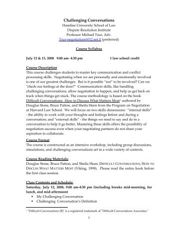 ST/Negotiation (CRN 14793) - Hamline University School of Law
