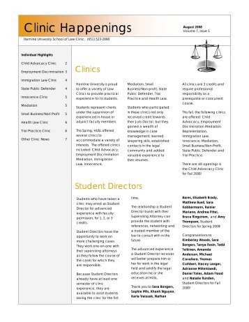 August 2008, Volume 7, Issue 1 - Hamline Law - Hamline University