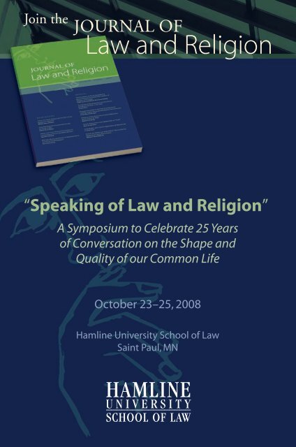 Speaking of Law and Religion: A Symposium to Celebrate 25 Years ...