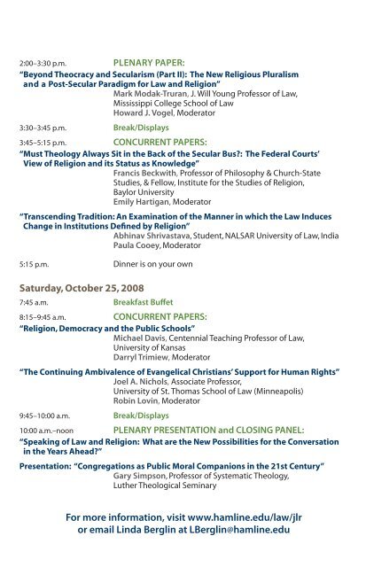 Speaking of Law and Religion: A Symposium to Celebrate 25 Years ...