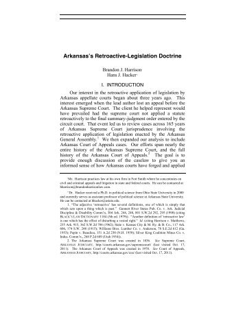 Arkansas's Retroactive-Legislation Doctrine - Arkansas Law Review