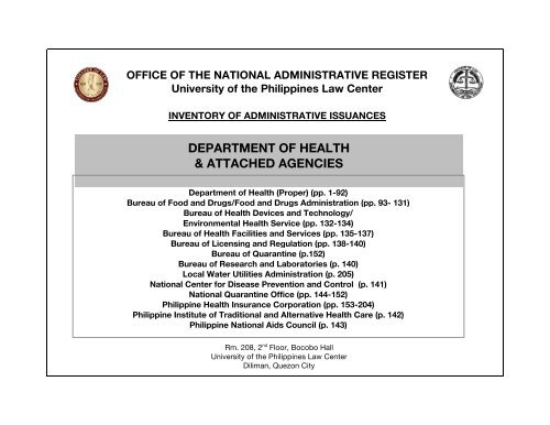 DOH WITH ATTACHED AGENCIES.pdf - University of the ...