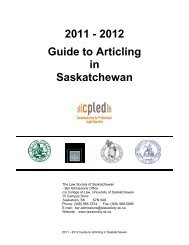 2011 - 2012 Guide to Articling in Saskatchewan - College of Law ...