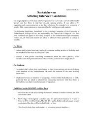 Saskatchewan Articling Interview Guidelines - College of Law ...