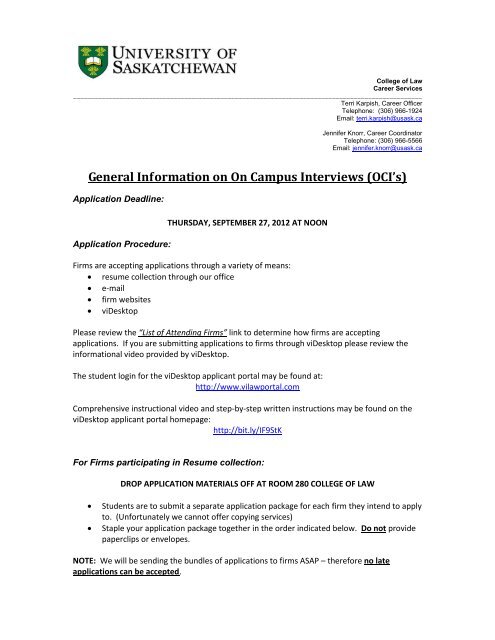 General Information On On Campus Interviews College Of Law